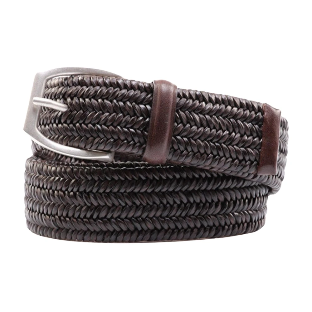 Orciani Men's Brown Wave Leather Belt
