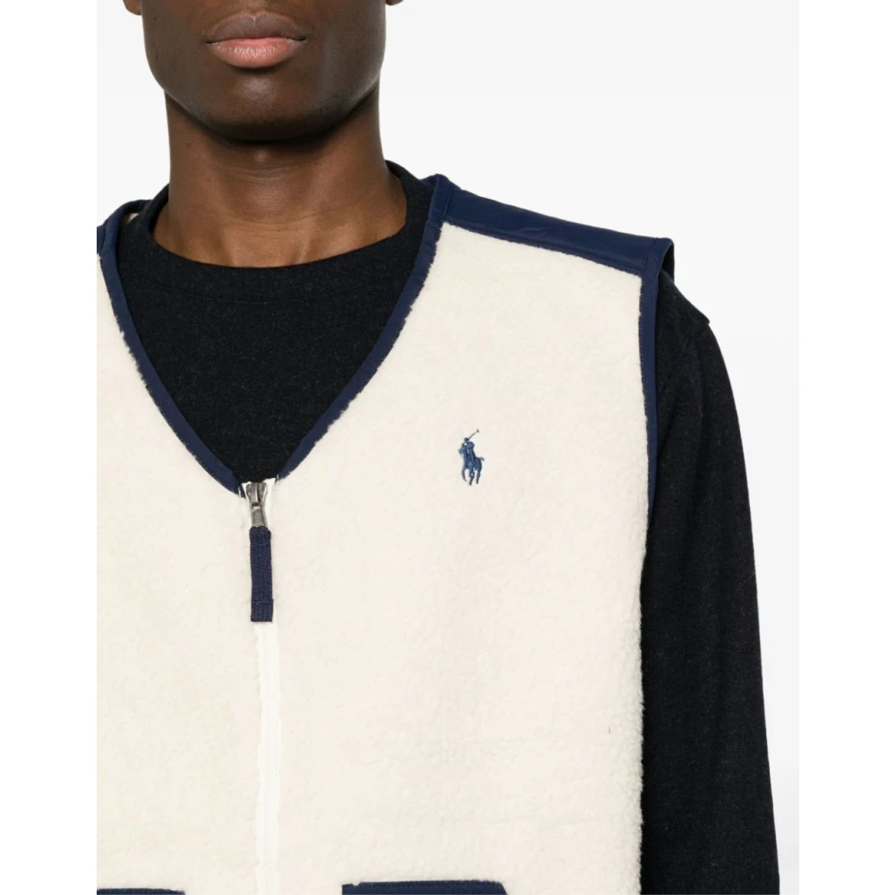 Polo Ralph Lauren Gezellige Fleece Vest Jas Crème Navy Beige Heren