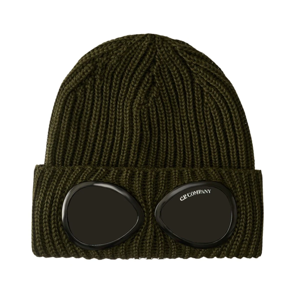 C.p. Company Men's Green Merino Wool Goggle Beanie
