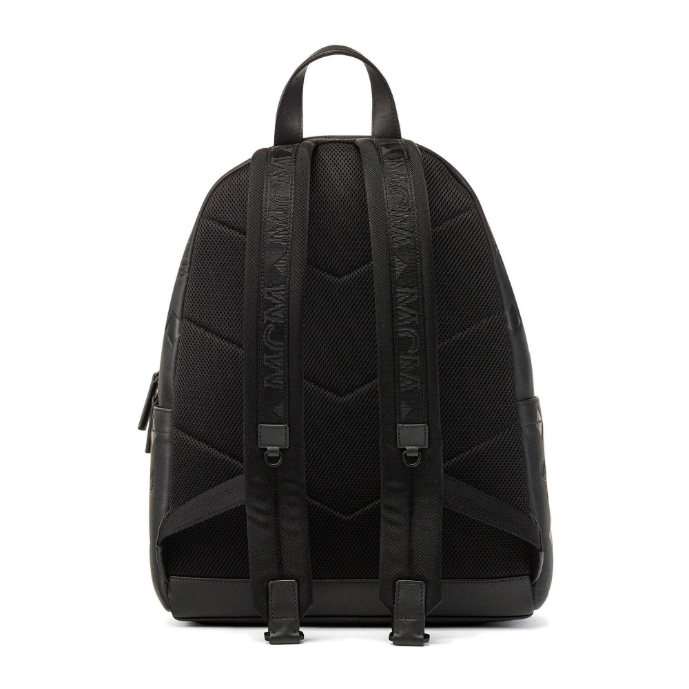 MCM Stark leren rugzak met Maxi-monogram Black Dames