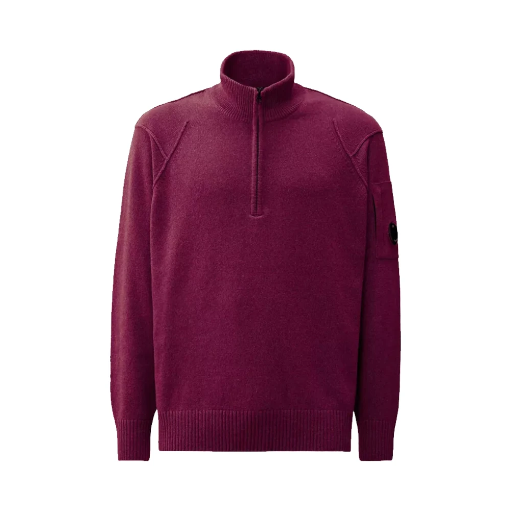 C.P. Company Paarse Lamswol Halve Rits Gebreid Purple Heren