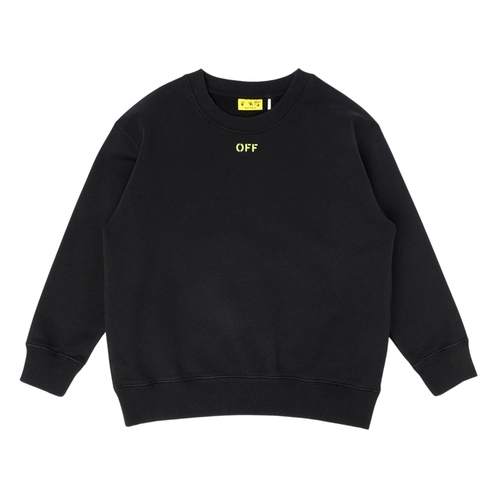 Off White Boys Black Kids Sweatshirts, 12 Y, Off Diag Crewneck Sweatshirt