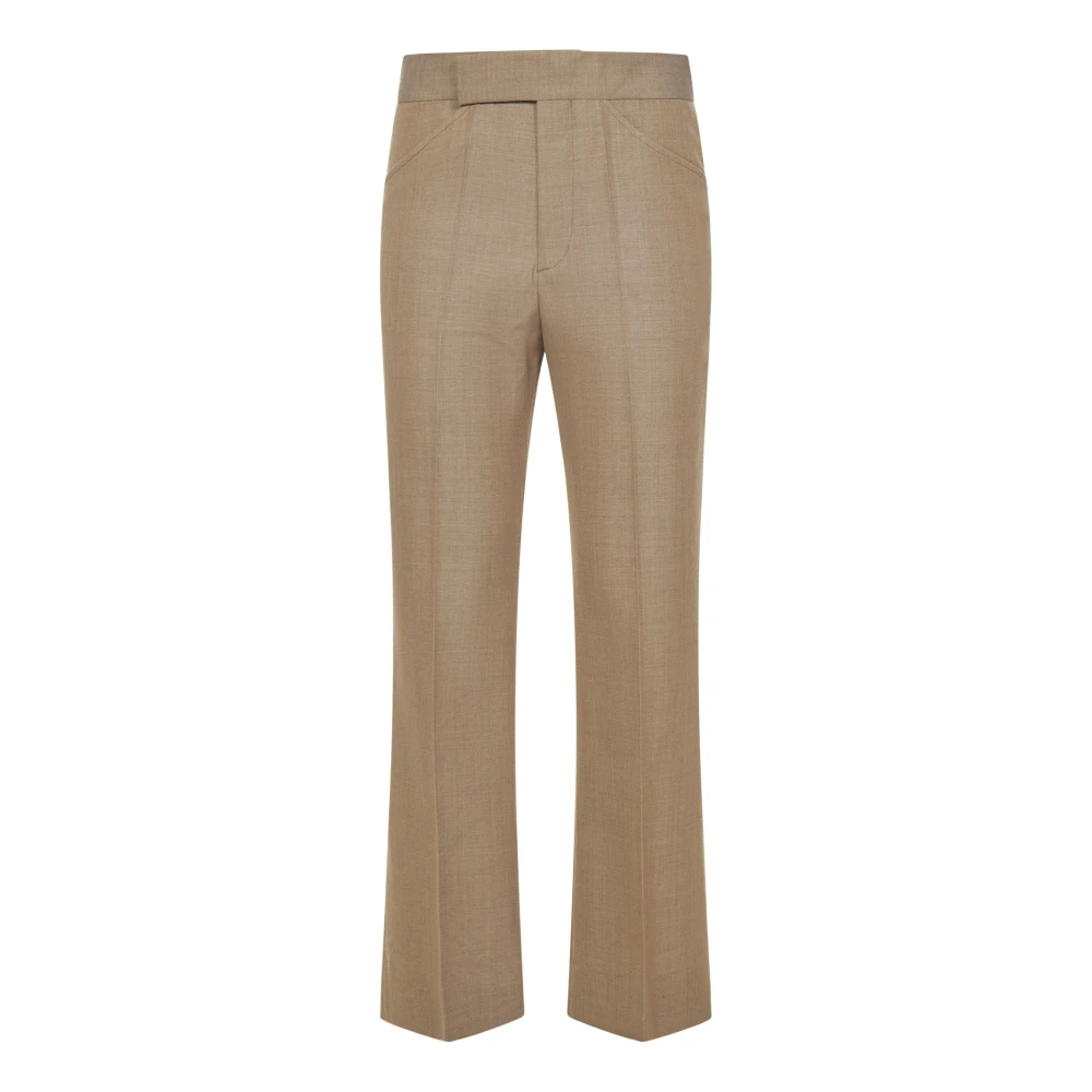 Victoria Beckham Beige Geknipte Flare Wollen Broek Beige Dames