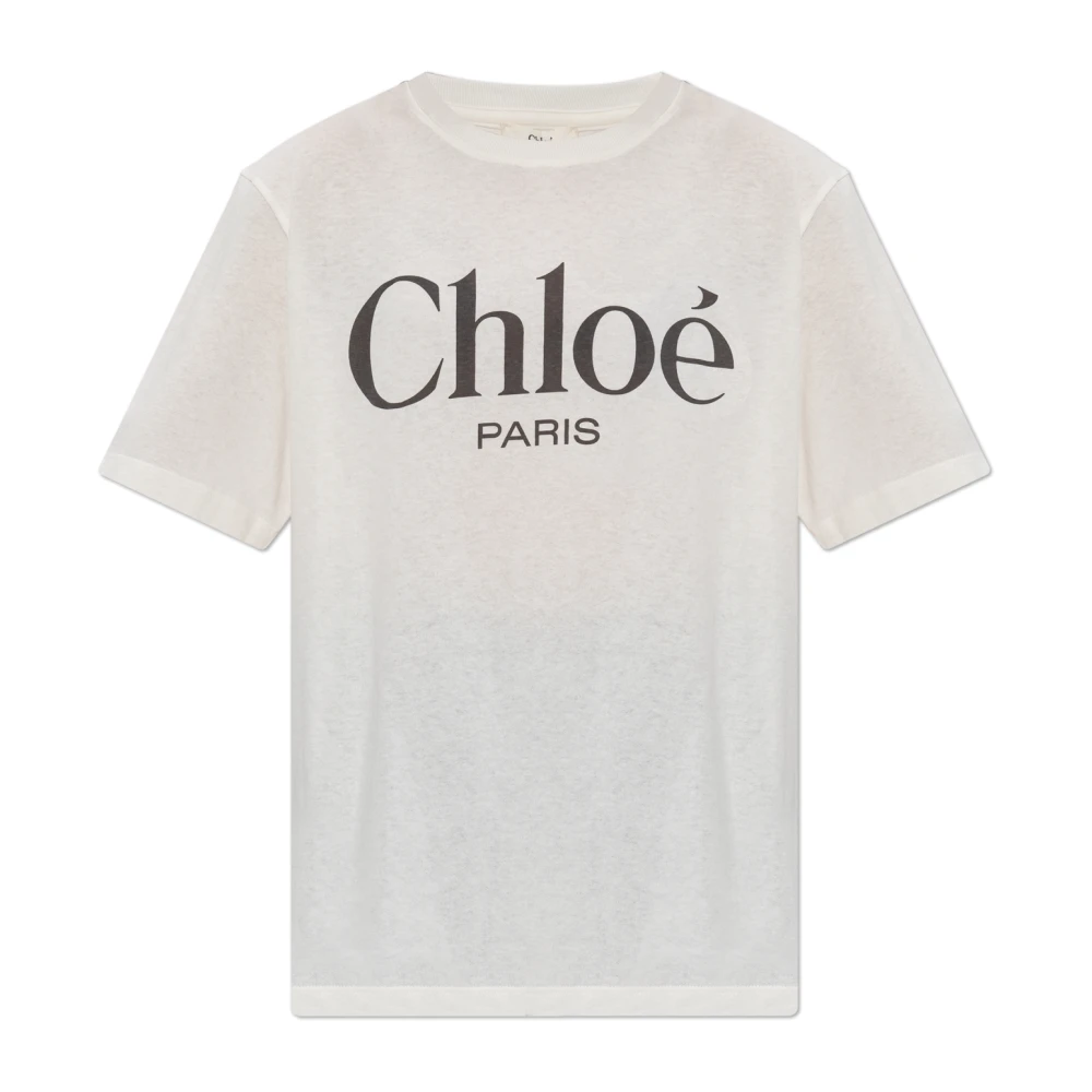 Chloé - Tops > T-Shirts - Beige - Chloé - Modalova