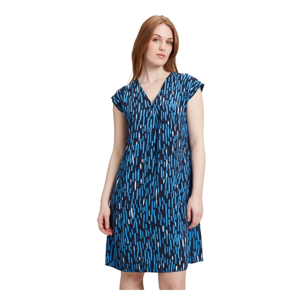 Betty & Co Bloemen Casual Jurk Blue Dames