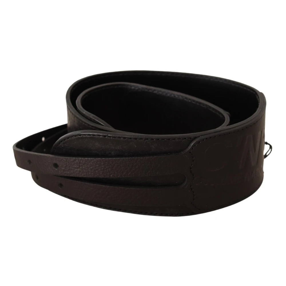 Costume National Women's Brown Elegant Leather Belt With Double Buckle