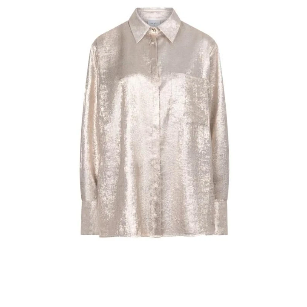 Dante 6 Metallic Lang Shirt met Glamour Beige Dames