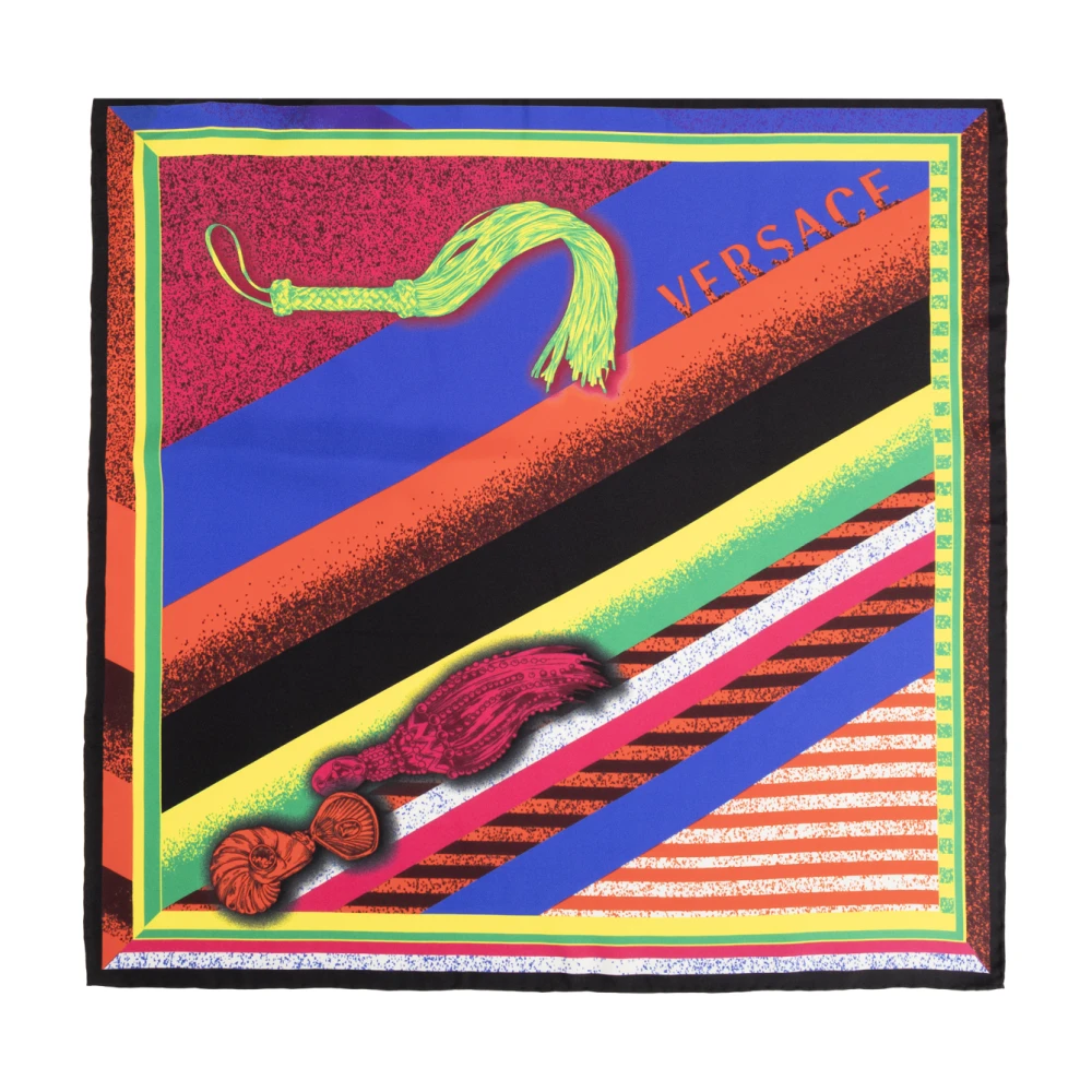 Versace Unisex Multicolor Accessoires Veelkleurig, One Size, Leer, Silk Scarf With Formula 6 Print