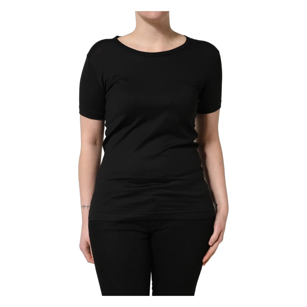 Dolce & Gabbana , T-Shirts, Female, Black, S, Round Neck T-Shirt