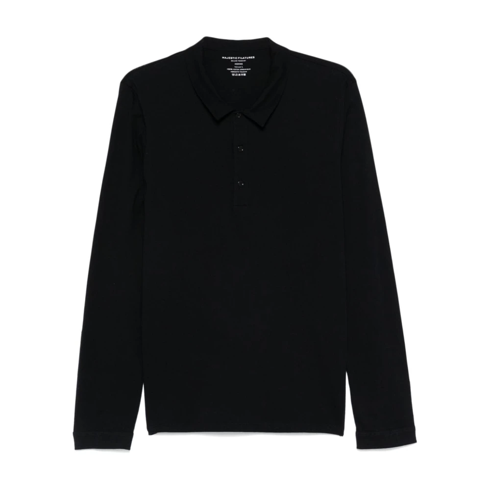 Majestic filatures Blauw poloshirt met lange mouwen Black Heren