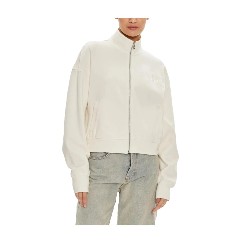 Calvin Klein Satin Applique Zip Jas White Dames