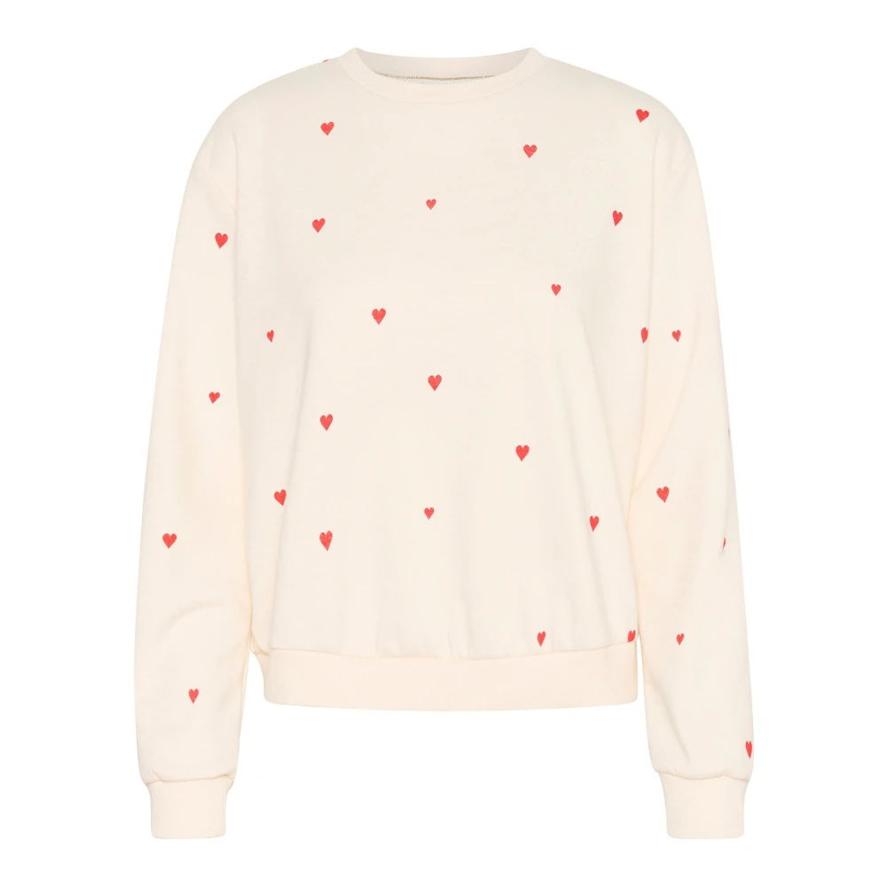 Saint Tropez Beige Sweatshirts, Female, 2XL, Ice Flame Hearts Sweatshirt