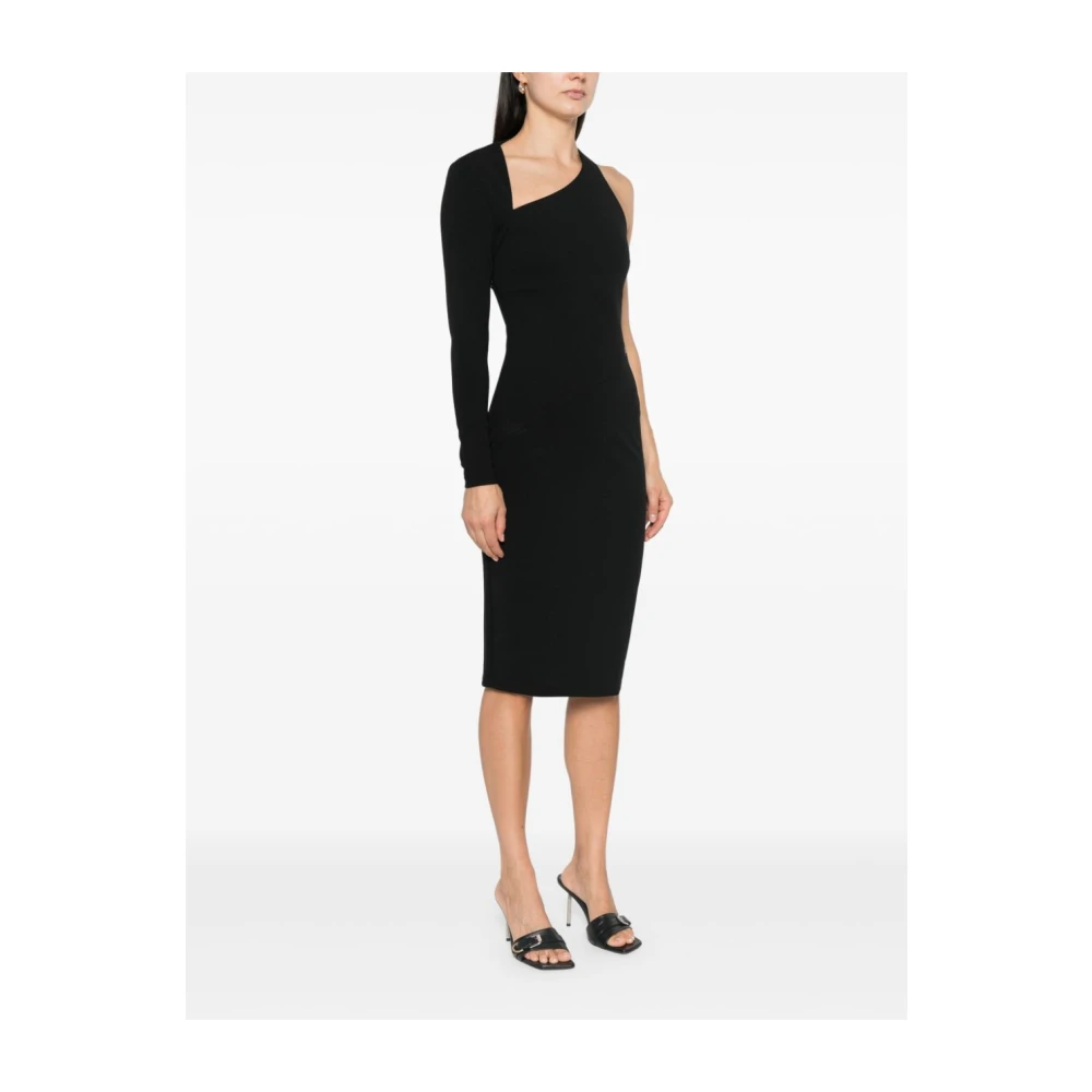 Karl Lagerfeld Lang Zwart EEN Mouw Jurk Black Dames