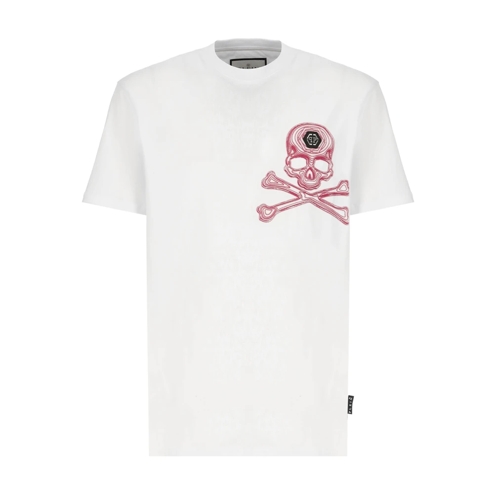 Philipp Plein Vit T-shirt med Kontrasterande Logotyp för Män White, Herr