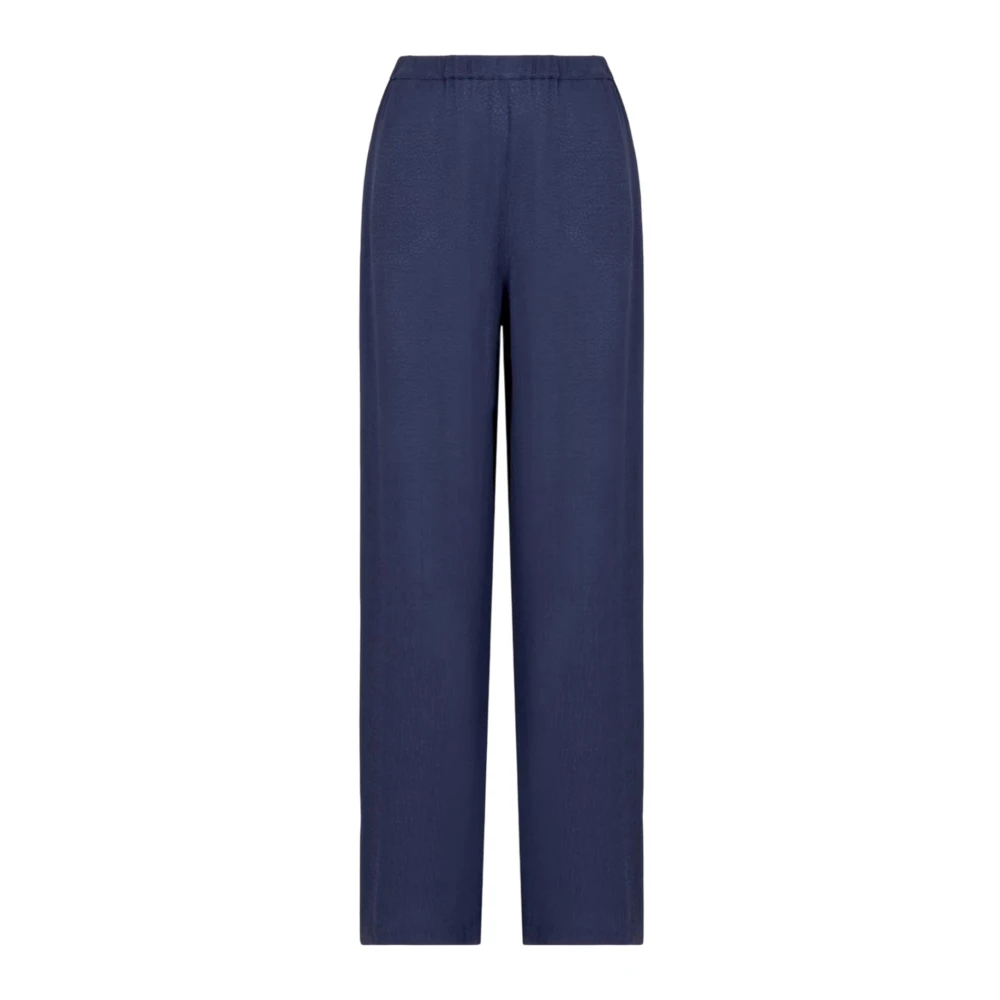 Emporio Armani Blauwe Elastische Taillebroek Zijzakken Blue Dames