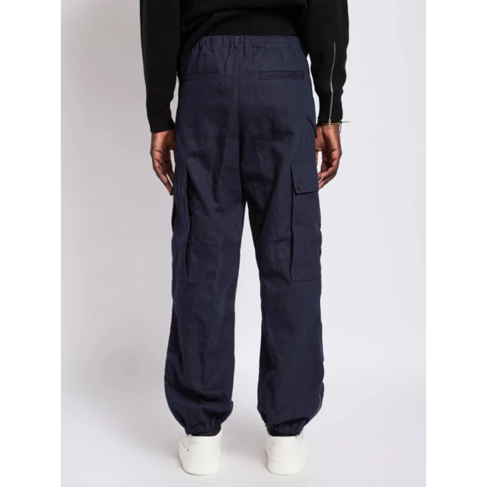 Dries Van Noten Navy Blue Pentrig Bis Broek Blue Heren