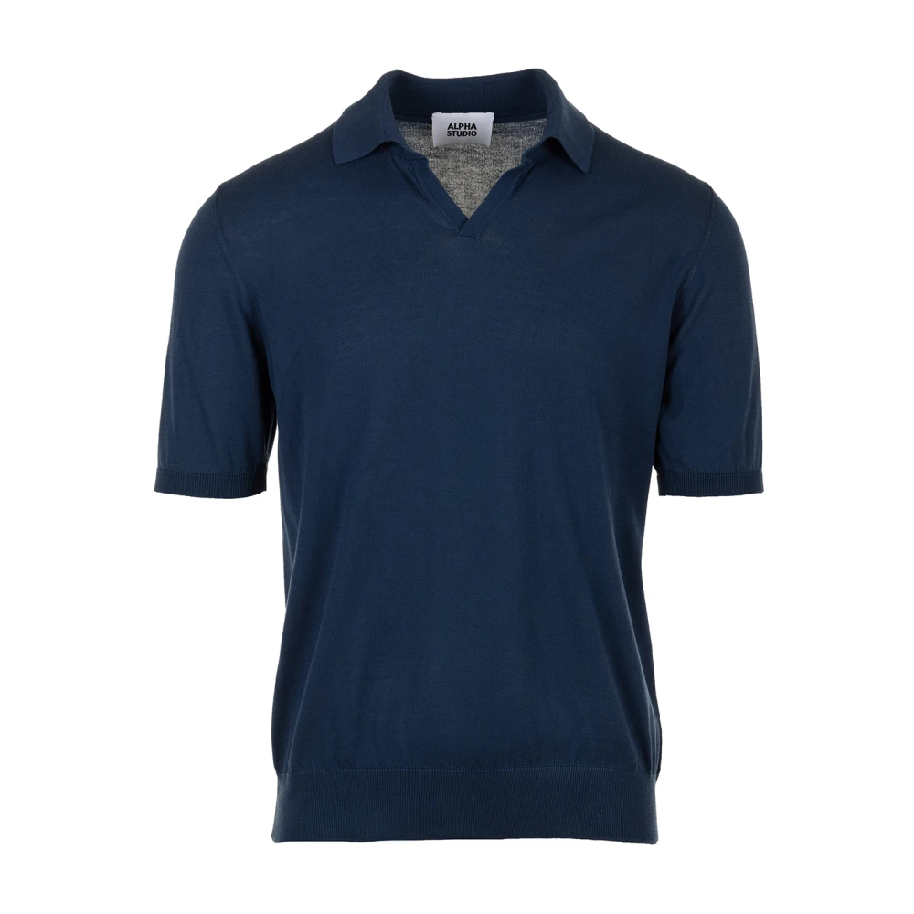 Alpha Studio Denim Polo T-shirts Collectie Blue Heren