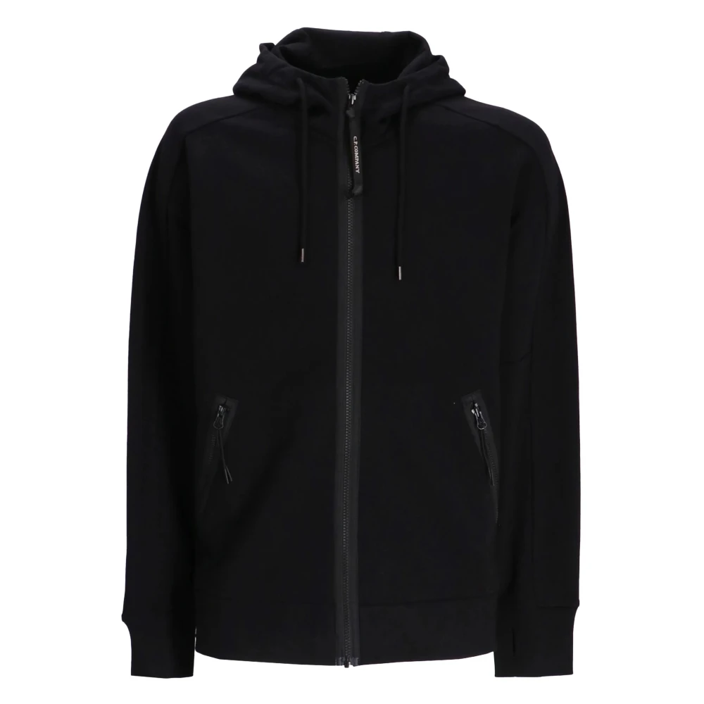 C.p. Company Men's Black Zip-Throughs,, Zip-Through Hooded Sweatshirt 2XL