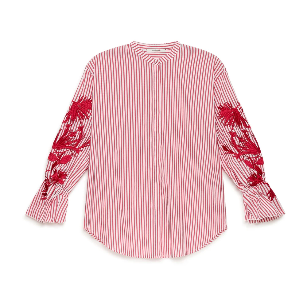 Maliparmi Women's Red Blouses, L, Striped Fleur Shirt