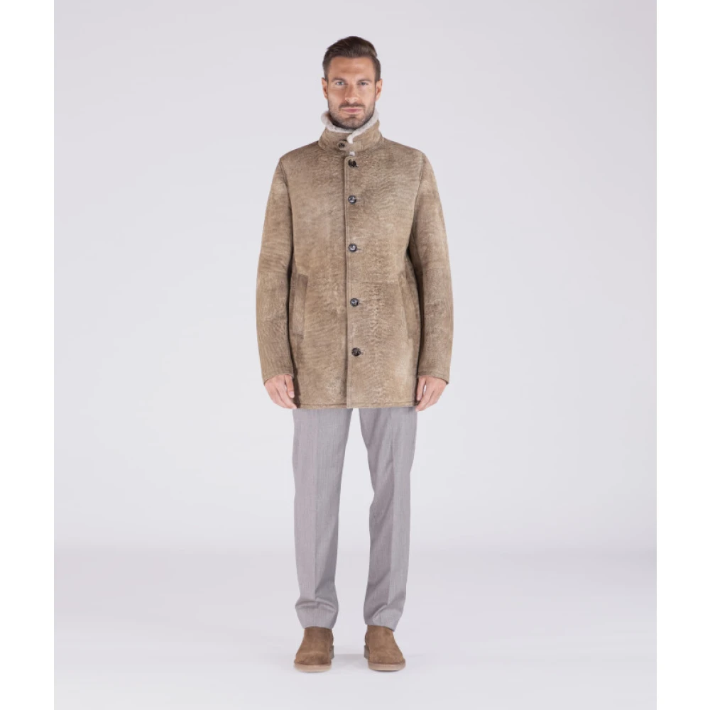 Gimo's Vintage Shearling Suede Jas Beige Heren