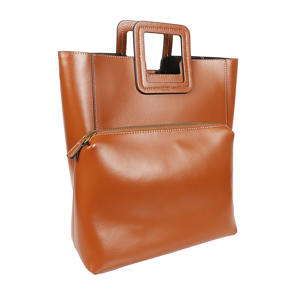 Staud Bruine leren tote tas met afneembare zak en riem Beige Dames