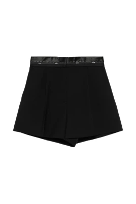 Pleated Satin-Trimmed Shorts