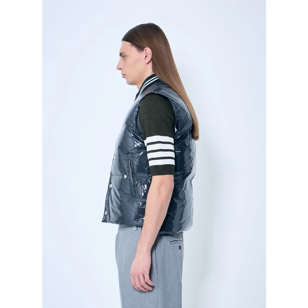 Thom Browne Hoogglans Contrast Dons Gilet Gray Heren