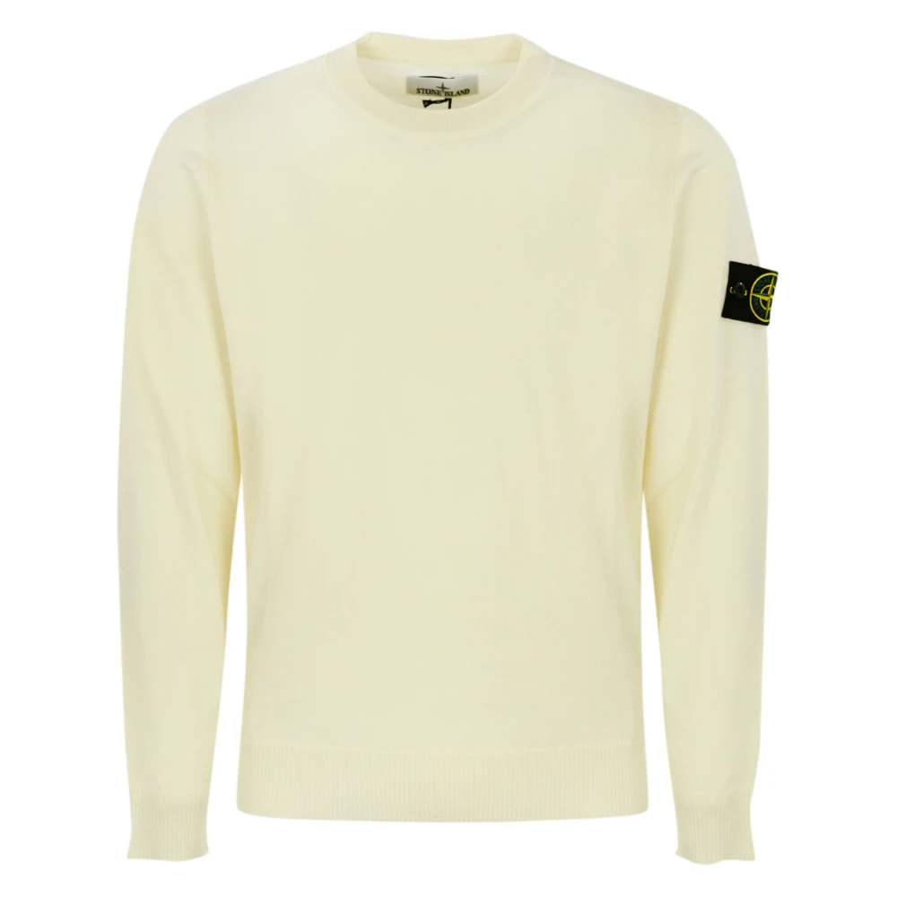 Stone Island Wollen Trui Lange Mouw Ronde Hals Beige Heren