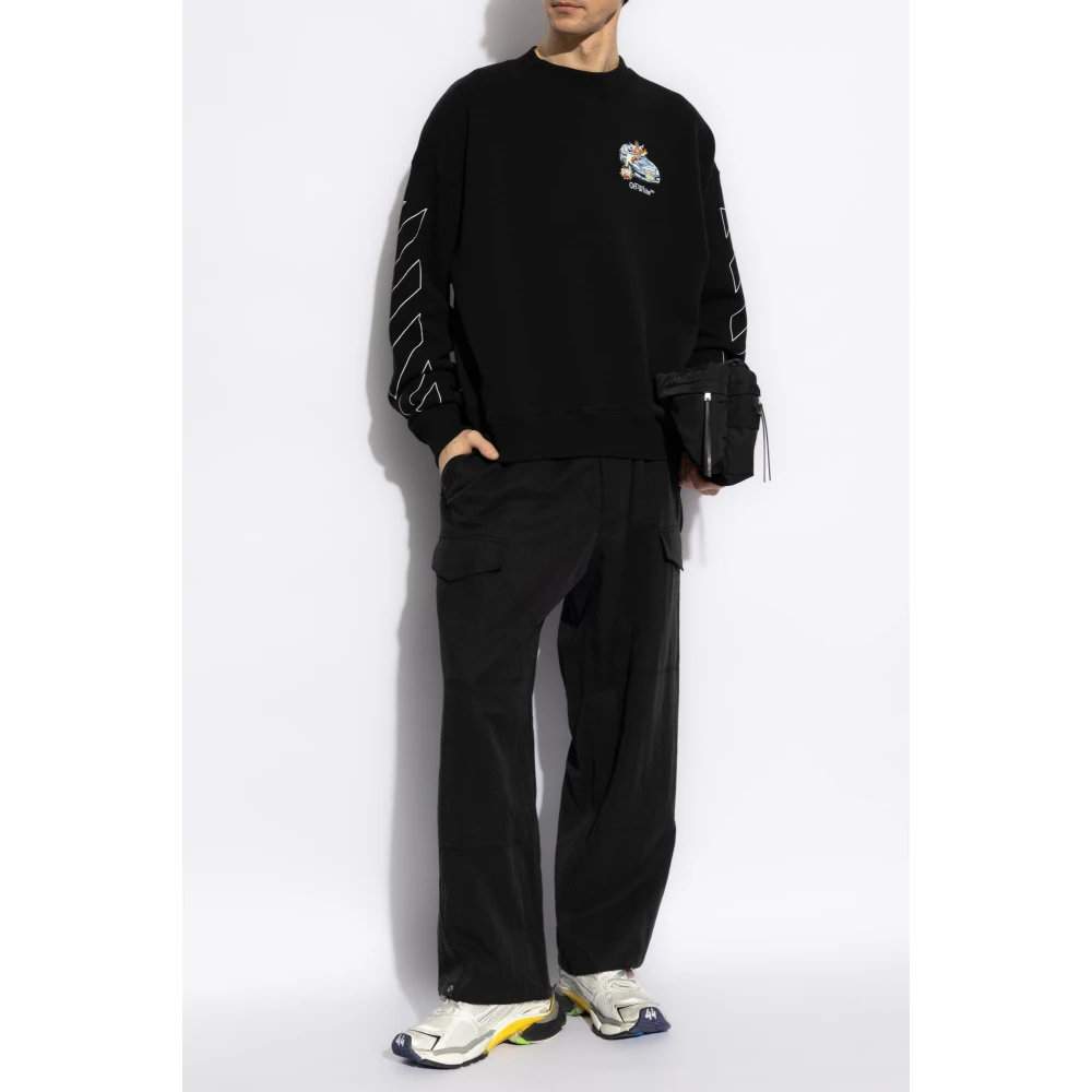 Off White Sweatshirt met logo Black Heren