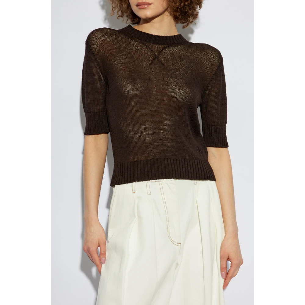 Jil Sander Top met geborduurd logo Brown Dames