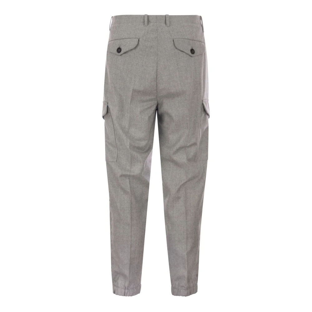 BRUNELLO CUCINELLI Dynamische Virgin Wool Cargo Broek met Onderste Rits Gray Heren