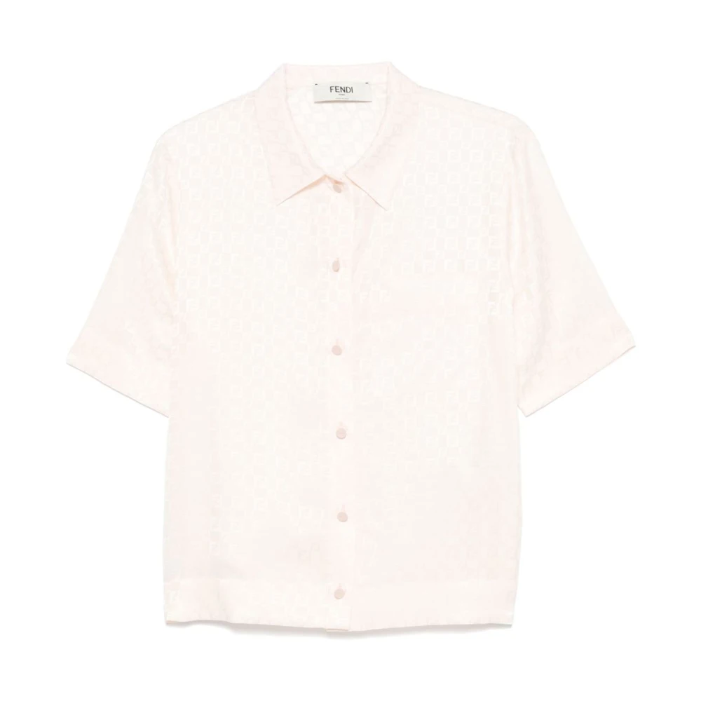 Fendi Women's Pink Jacquard Silk Shirt