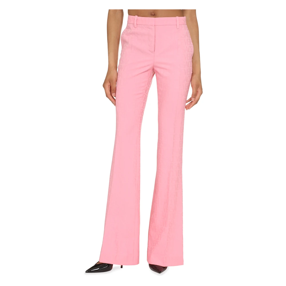 Versace Wollen broek met uitlopende zoom Pink Dames