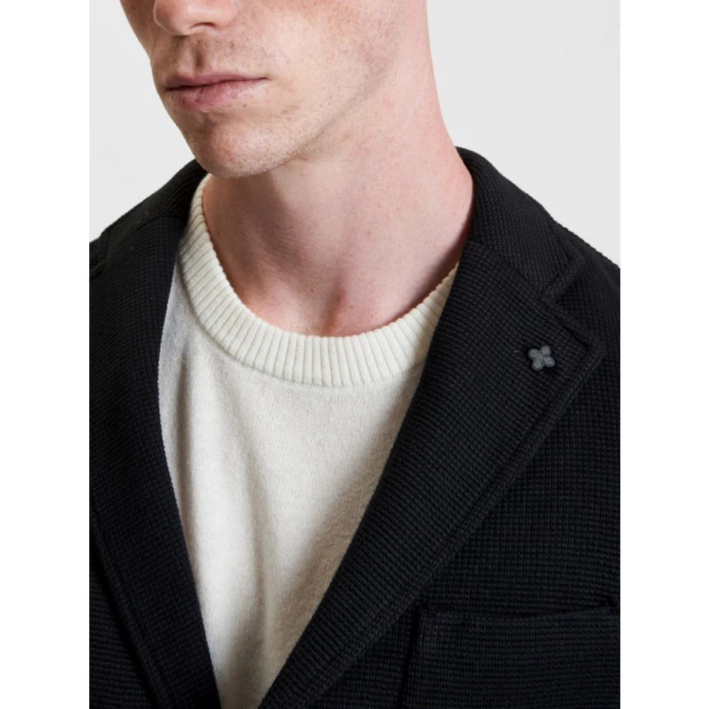 Gianni Lupo Zwarte Slim Fit Blazer Jas Black Heren