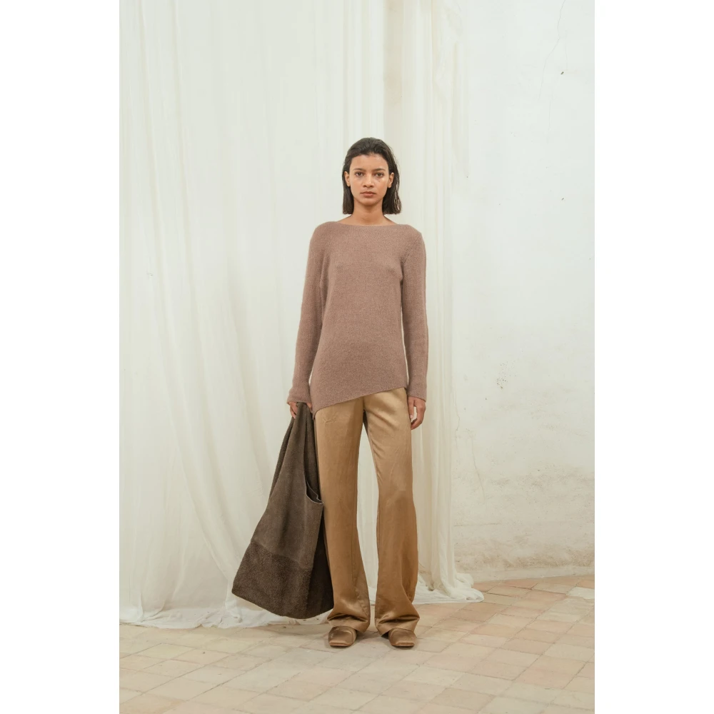 Cortana Alpaca Merino Zijde Lange Mouw Jersey Brown Dames