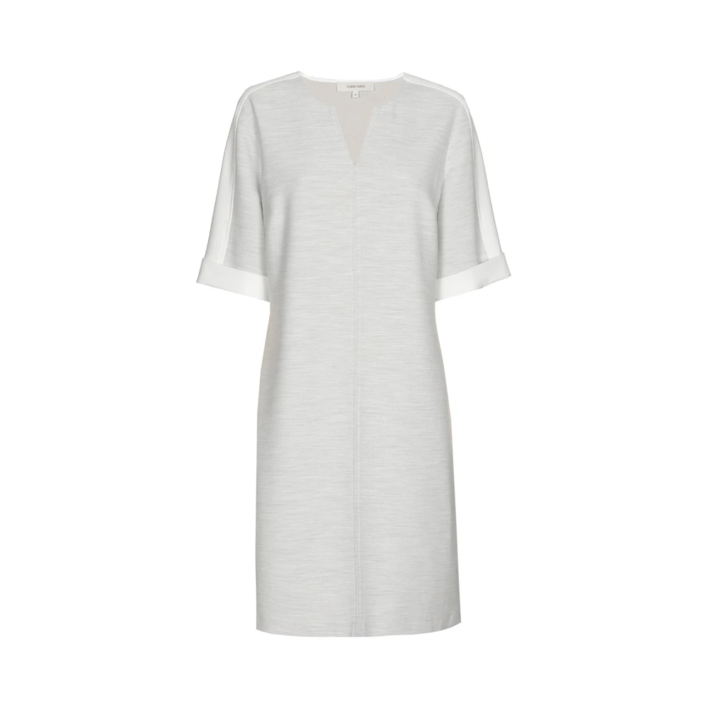 Marie Méro Grijze V-hals Jurk met Witte Randen Gray Dames
