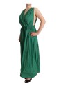 robe-maxi-sans-manches-en-coton-vert-a-col-en-v