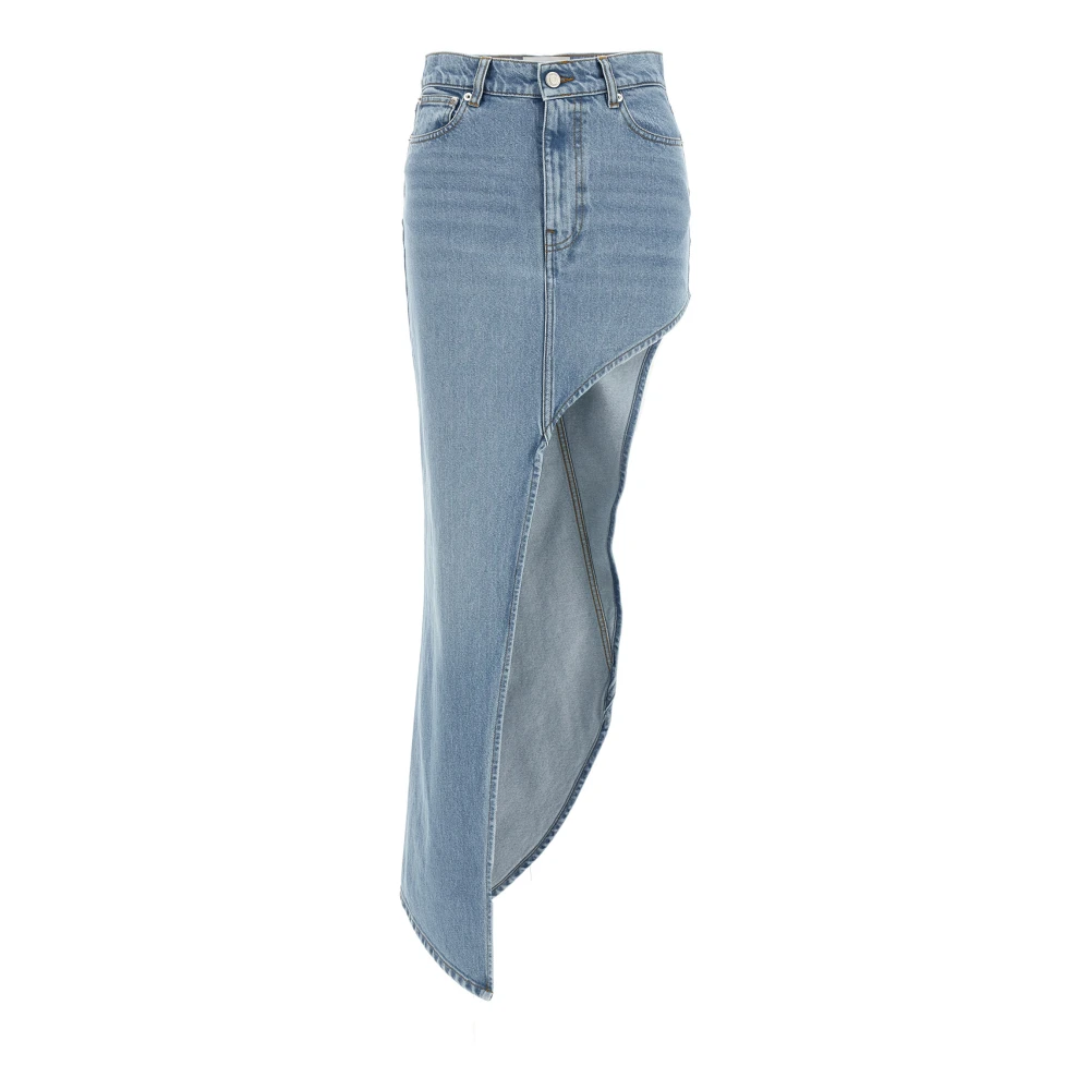 Coperni Women's Blue Mini One-Leg Denim Skirt