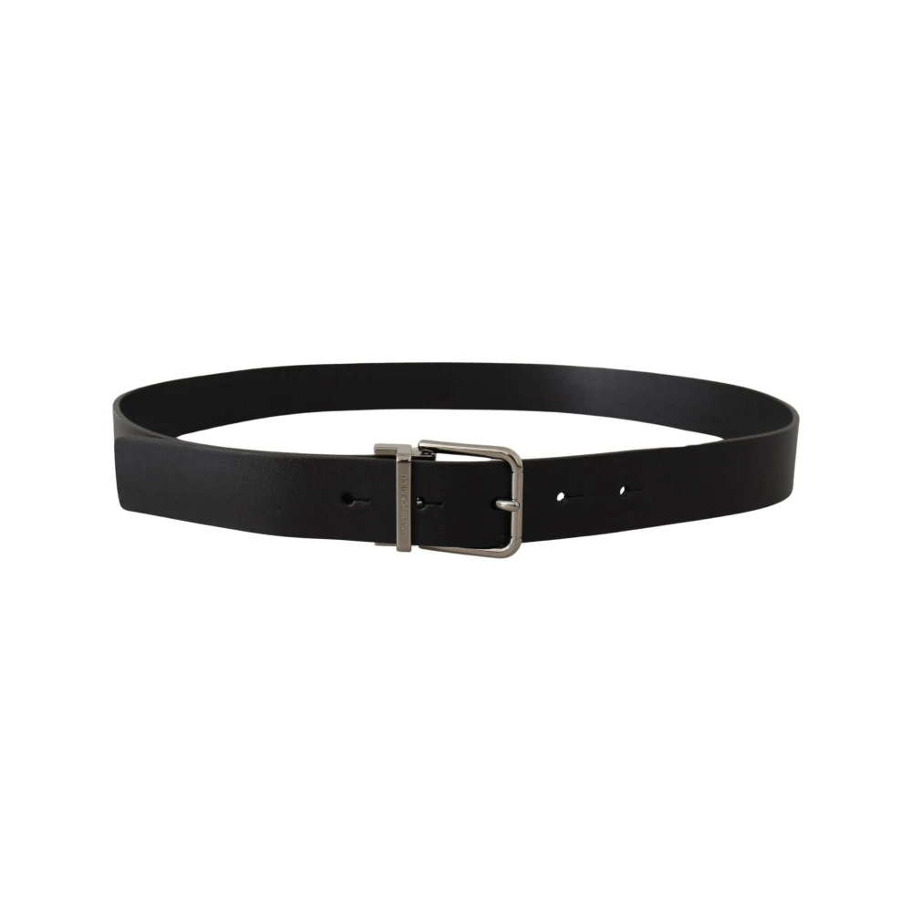 Dolce & Gabbana Zwart Leren Logo Gesp Riem Black Heren