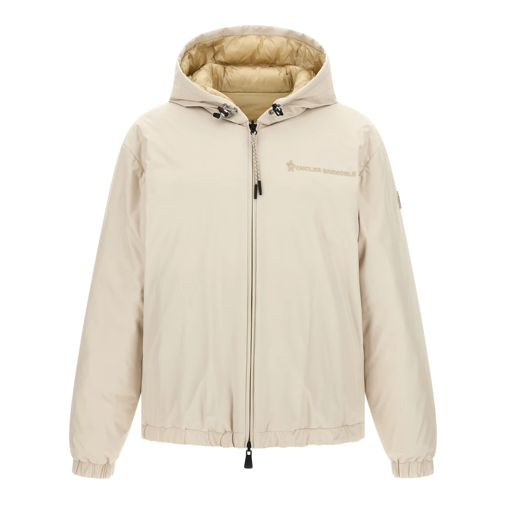 Moncler Men's Beige Winter Jackets, 2XL, Berguns Reversible Hooded Down Bomber Jacket