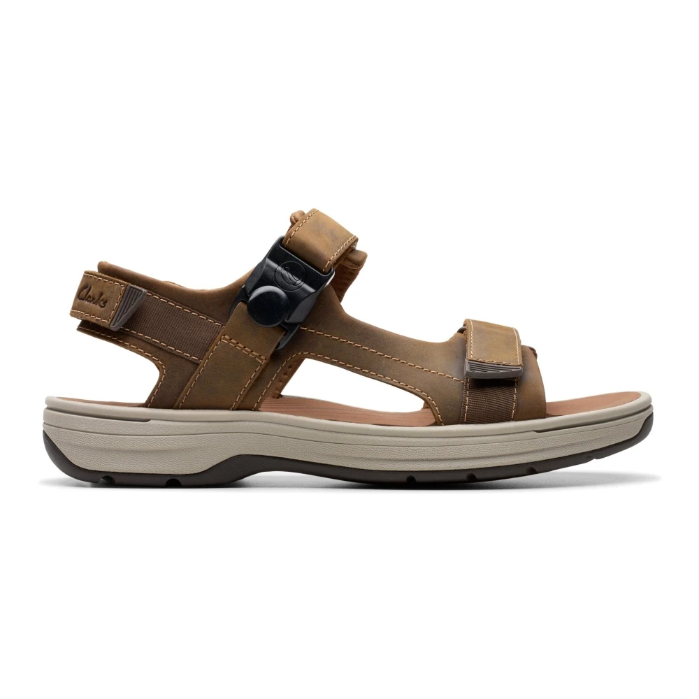 Clarks Flat Sandals Brown, Herr