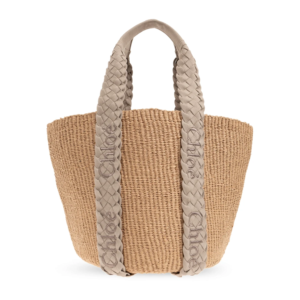Chloé Handgeweven Beige Mandtas met Leren Afwerking Beige Dames