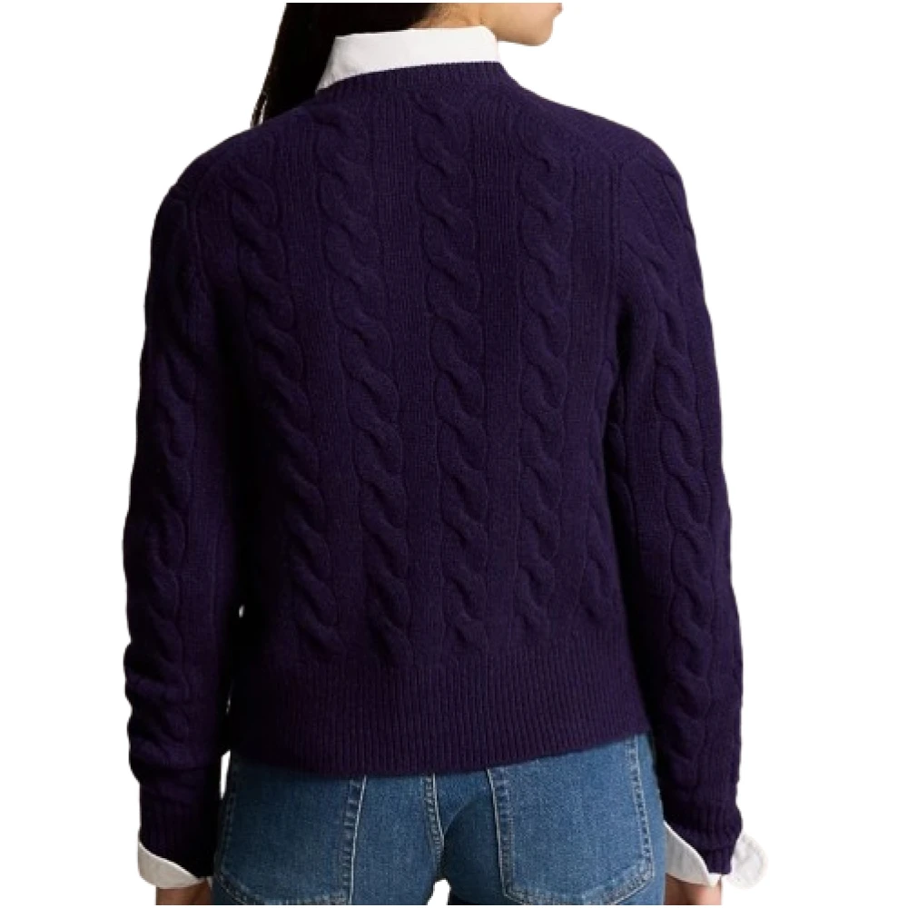 Polo Ralph Lauren Geribbelde Cash Cardigan Trui Purple Dames