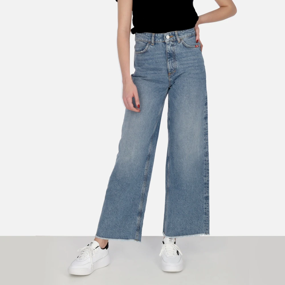 Amish Hoge Taille Wijde Pijp Jeans Blue Dames