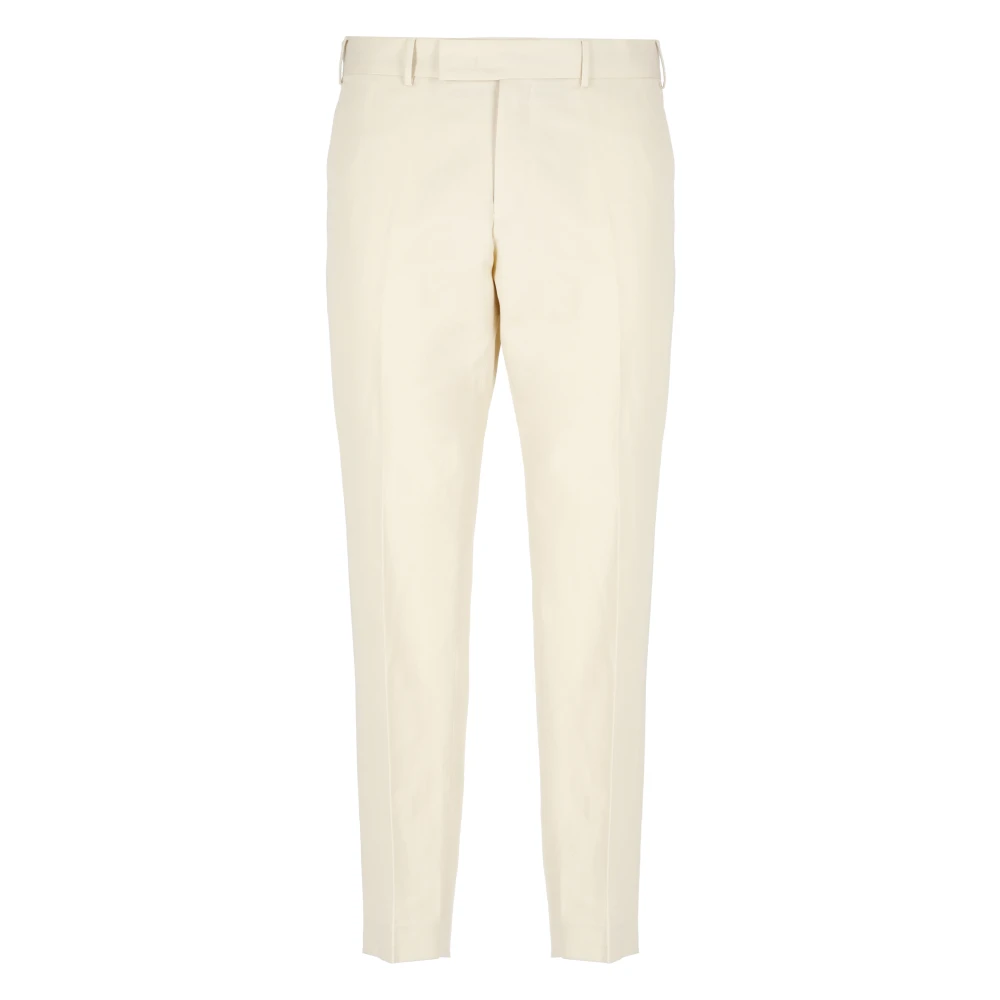 Pt Torino Mannelijk Beige Ivoor Katoen En Linnen Broek Met Zakken