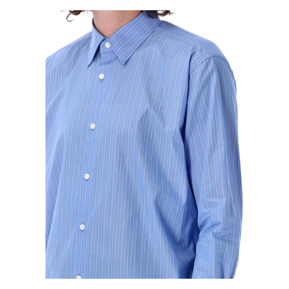 Auralee Suvin High Count Cloth Stripe Overhemd Blue Heren