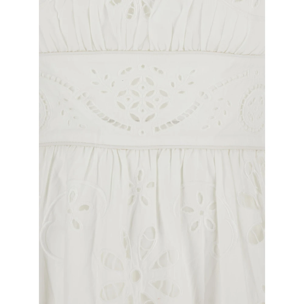 Sea NY Witte Geborduurde Midi Jurk met Ruches White Dames