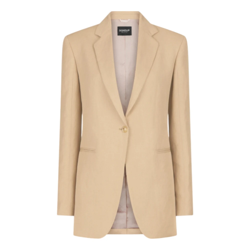 Dondup Beige Jas met Logo Jacquard Voering Beige Dames