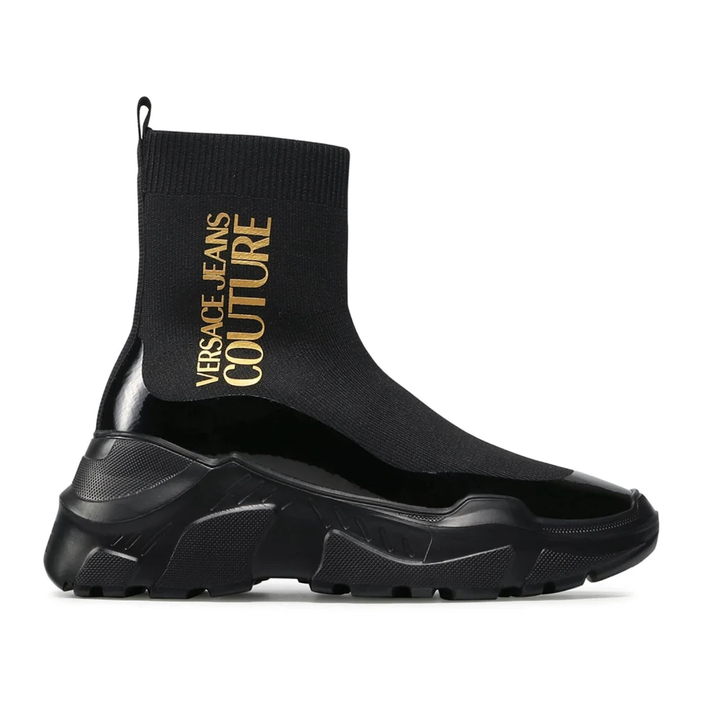 Versace Jeans Couture Sock Sneakers med Guldlogga Black, Dam