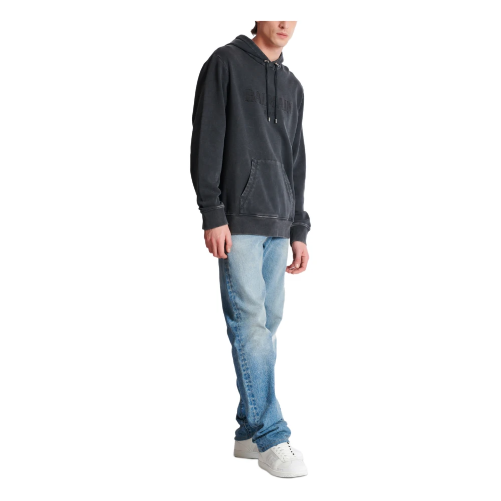 Balmain Vintage geborduurde hoodie Gray Heren
